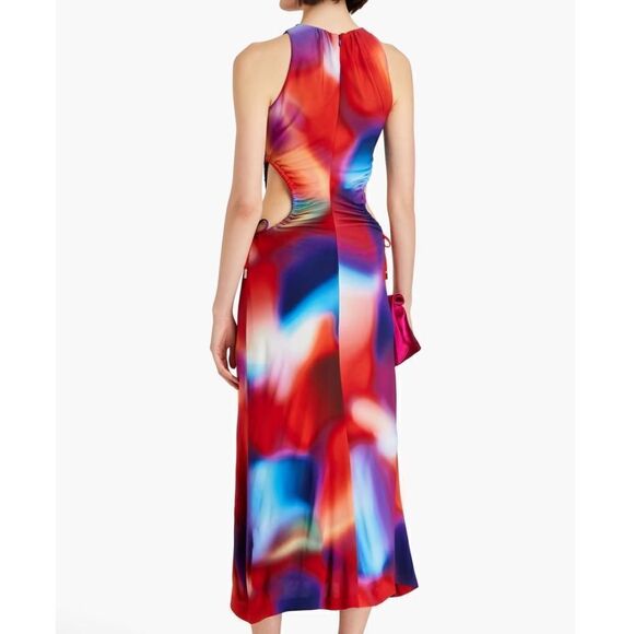 NWT REBECCA VALLANCE Del Prado cutout printed jersey midi dress size 2 $865 - Picture 6 of 16